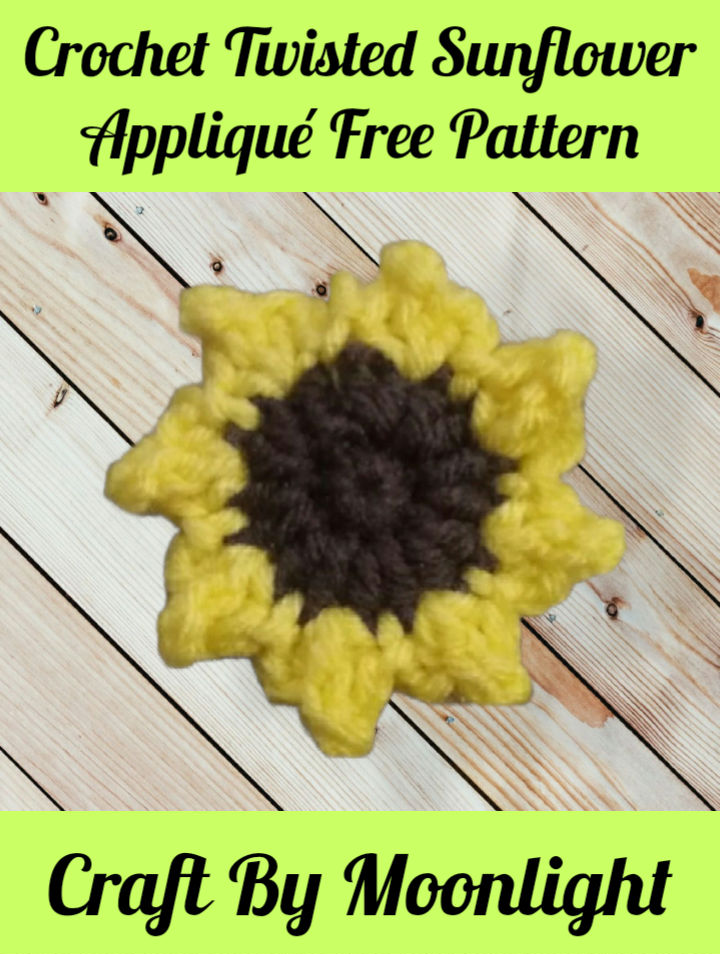 Crochet Twisted Sunflower Applique Free Pattern
